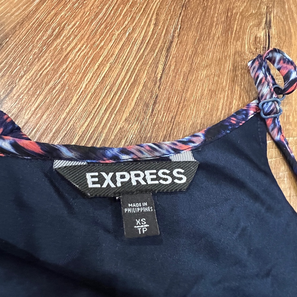 Express Women’s Babydoll Spaghetti Strap Sun Dress (Size: XS)(Navy Blue) - Picture 5 of 7